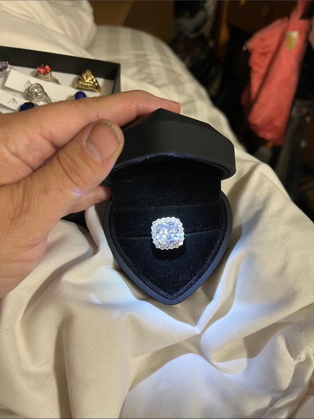 Silver Halo Cocktail Ring with Clear Center Stone